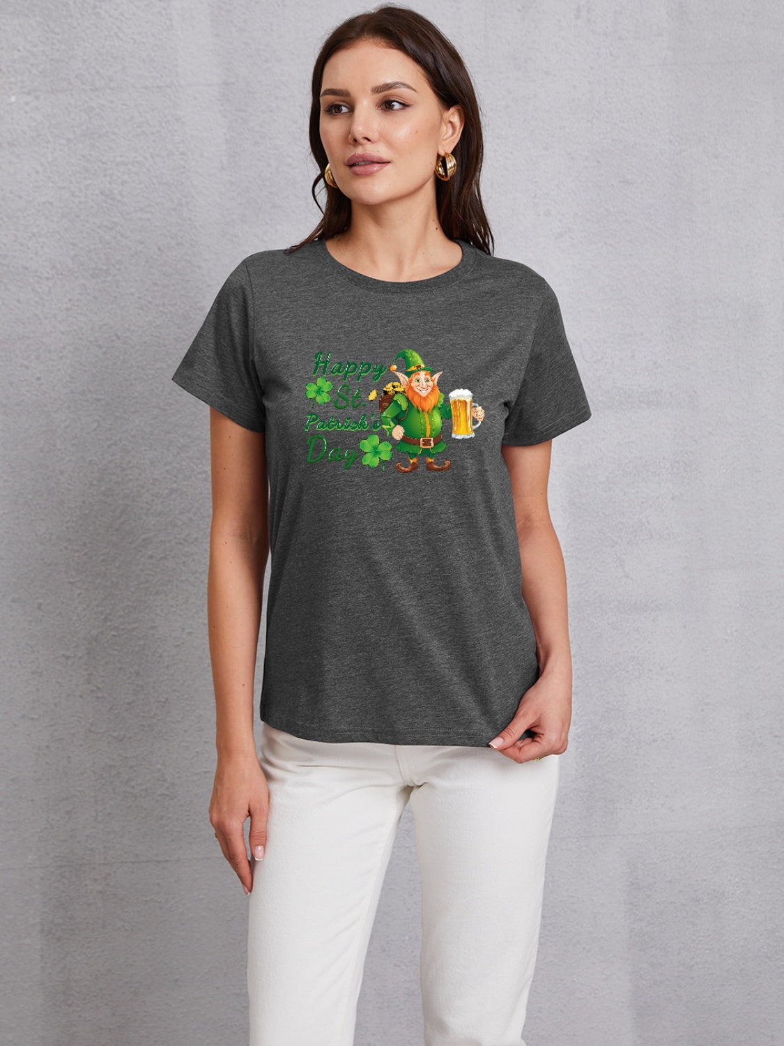 HAPPY ST. PATRICK'S DAY Round Neck T-Shirt-Teresa&#39;s Fashionista LLC