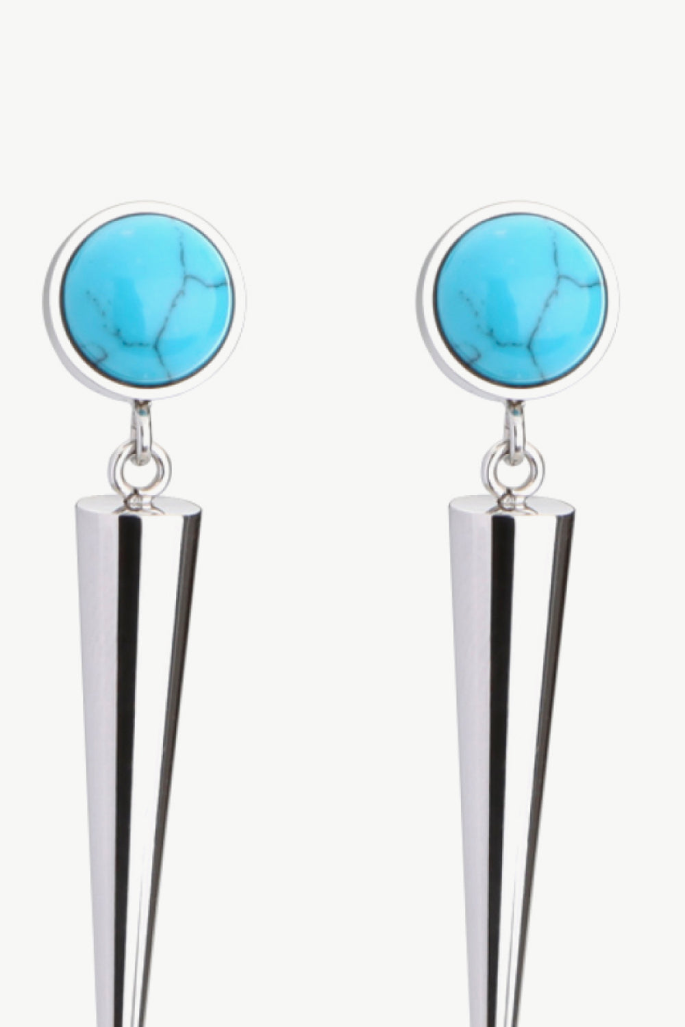 18K Stainless Steel Turquoise Drop Earrings-Teresa&#39;s Fashionista LLC