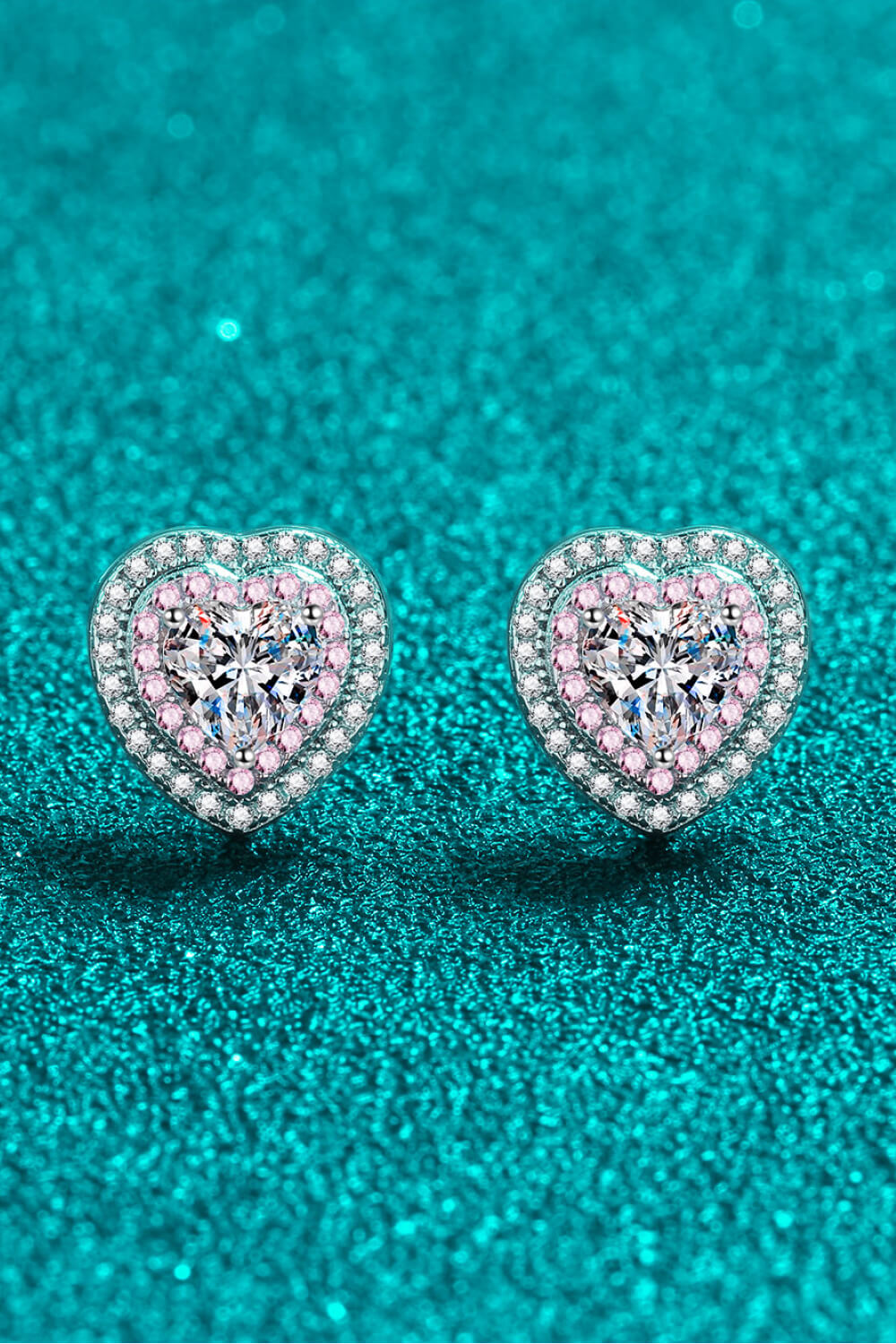 Moissanite Heart-Shaped Stud Earrings-Teresa&#39;s Fashionista LLC