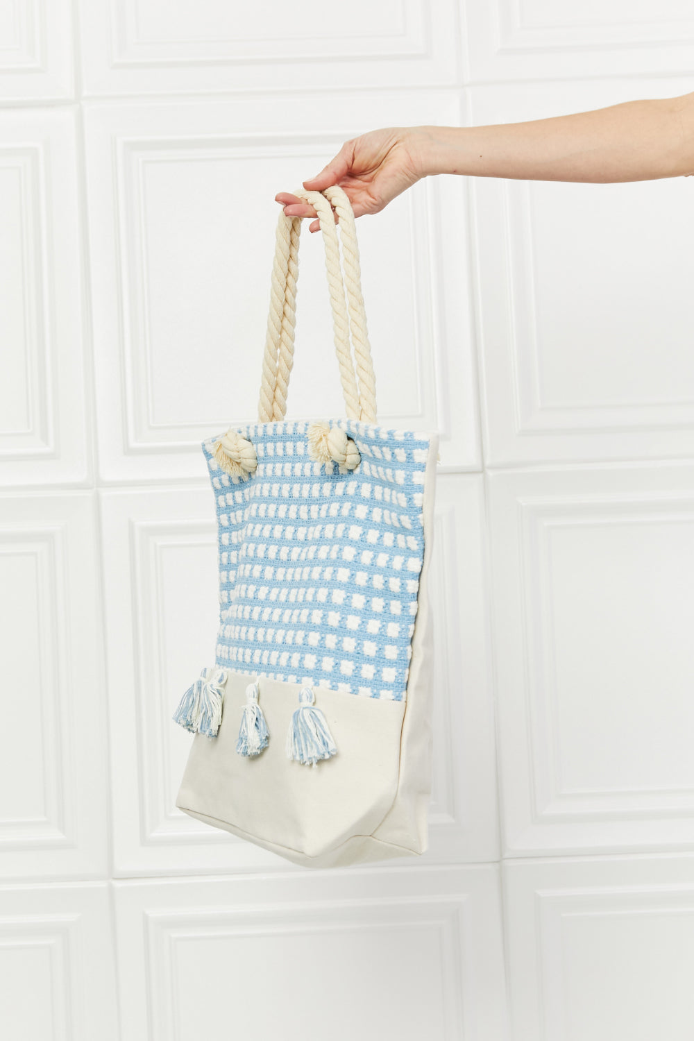 Justin Taylor Picnic Date Tassle Tote Bag-Teresa&#39;s Fashionista LLC