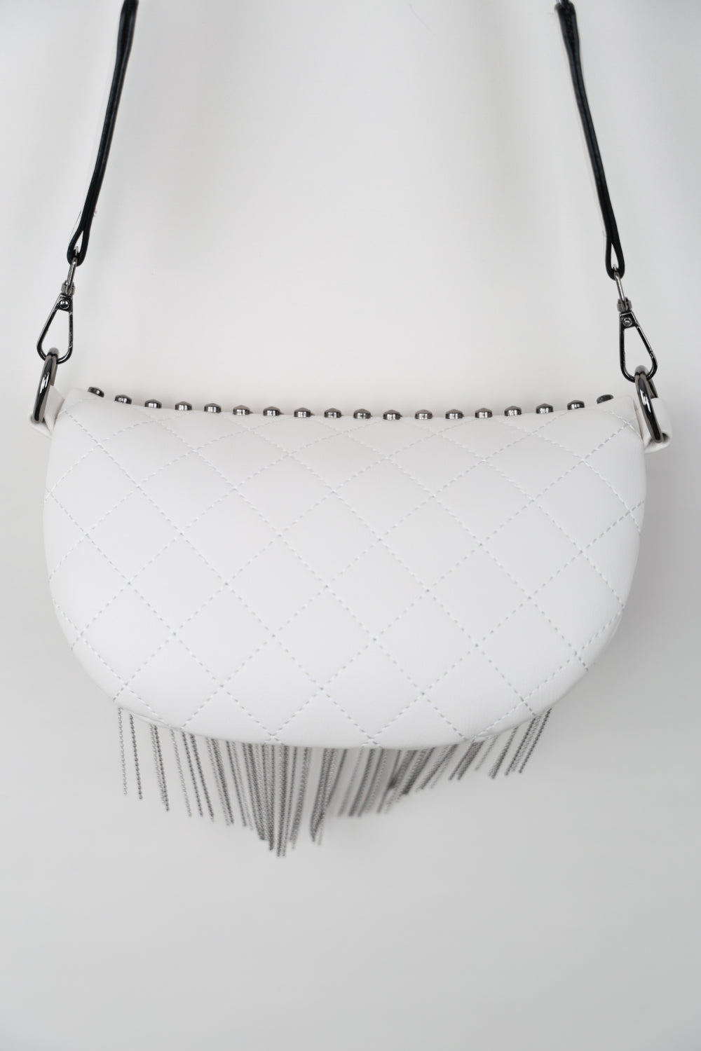 PU Leather Studded Sling Bag with Fringes-Teresa&#39;s Fashionista LLC