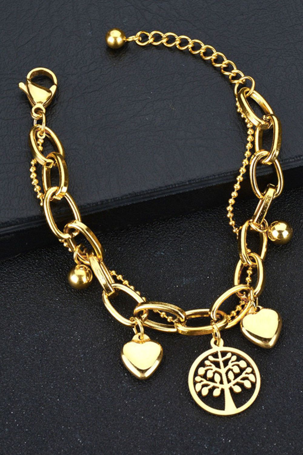 Multi Charm Chunky Chain Bracelet-Teresa&#39;s Fashionista LLC