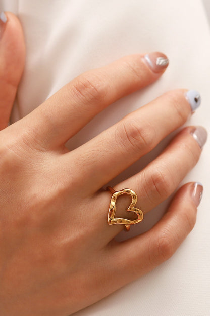 18K Gold Plated Heart-Shaped Ring-Teresa&#39;s Fashionista LLC