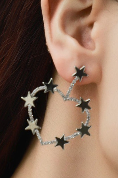 Star Zircon Heart-Shaped Earrings-Teresa&#39;s Fashionista LLC