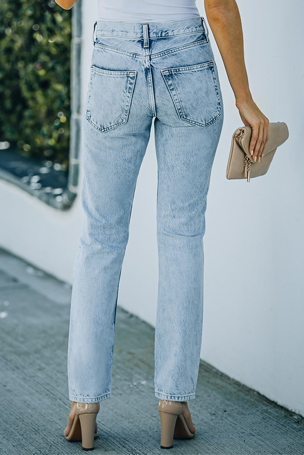 Acid Wash Distressed Jeans with Pockets-Teresa&#39;s Fashionista LLC