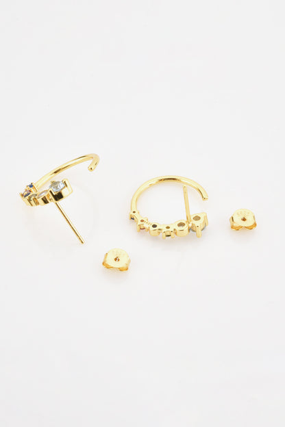 18K Gold-Plated 925 Sterling Silver C-Hoop Earrings-Teresa&#39;s Fashionista LLC