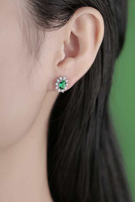 1 Carat Lab-Grown Emerald Stud Earrings - Teresa's Fashionista LLC