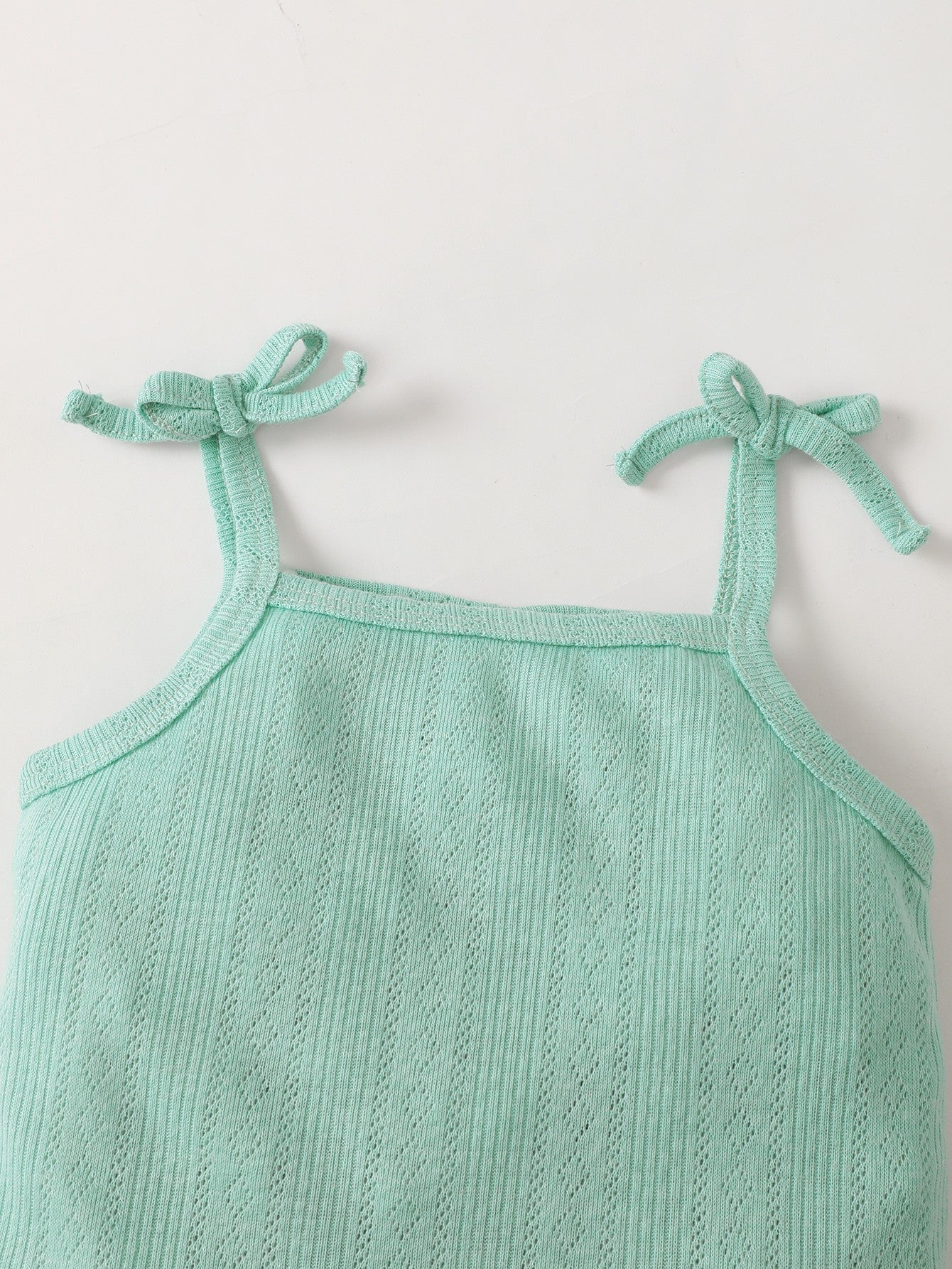 Baby Girl Waffle-Knit Tie-Shoulder Top and Shorts Set-Teresa&#39;s Fashionista LLC