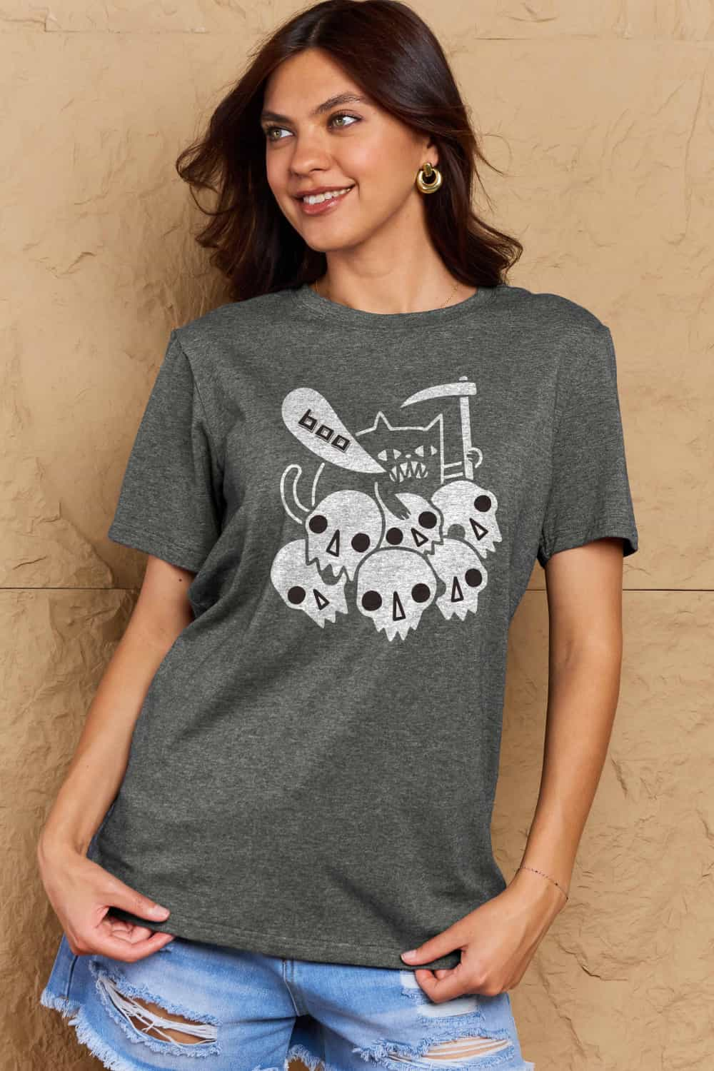 Simply Love Full Size Graphic BOO Cotton T-Shirt-Teresa&#39;s Fashionista LLC