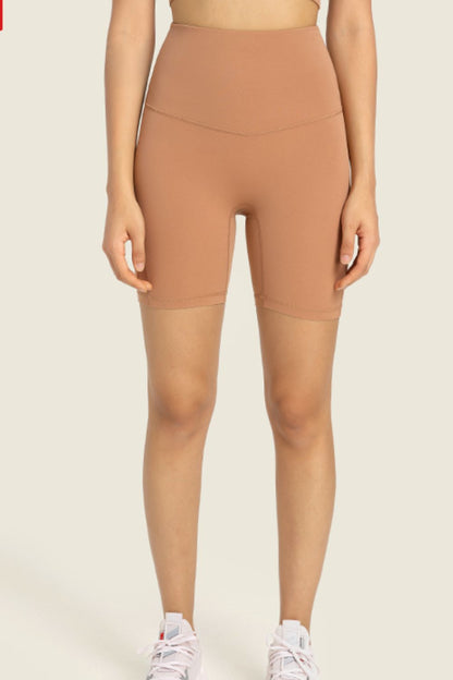 Seamless High-Rise Wide Waistband Biker Shorts-Teresa&#39;s Fashionista LLC