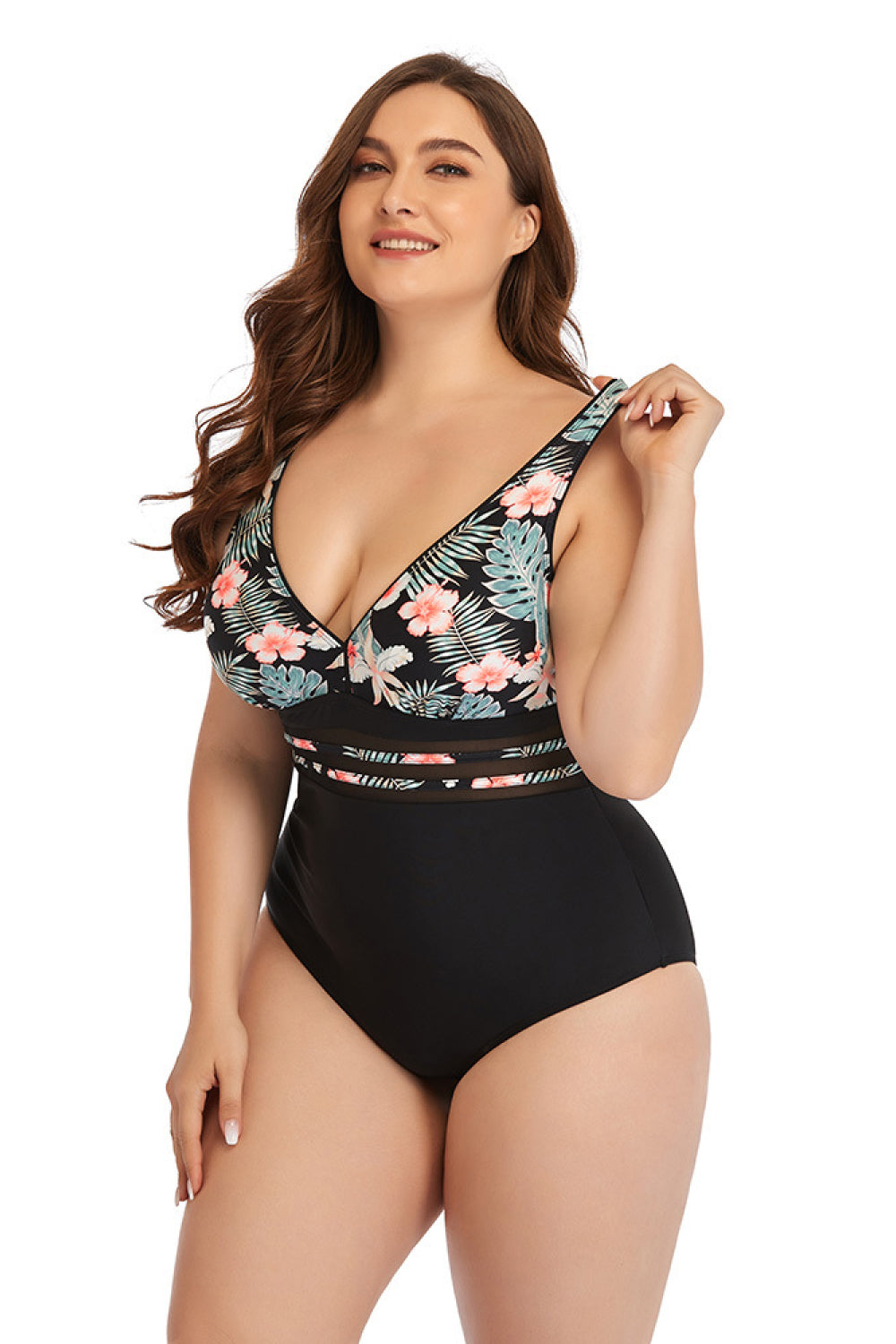 Floral Cutout Tie-Back One-Piece Swimsuit-Teresa&#39;s Fashionista LLC