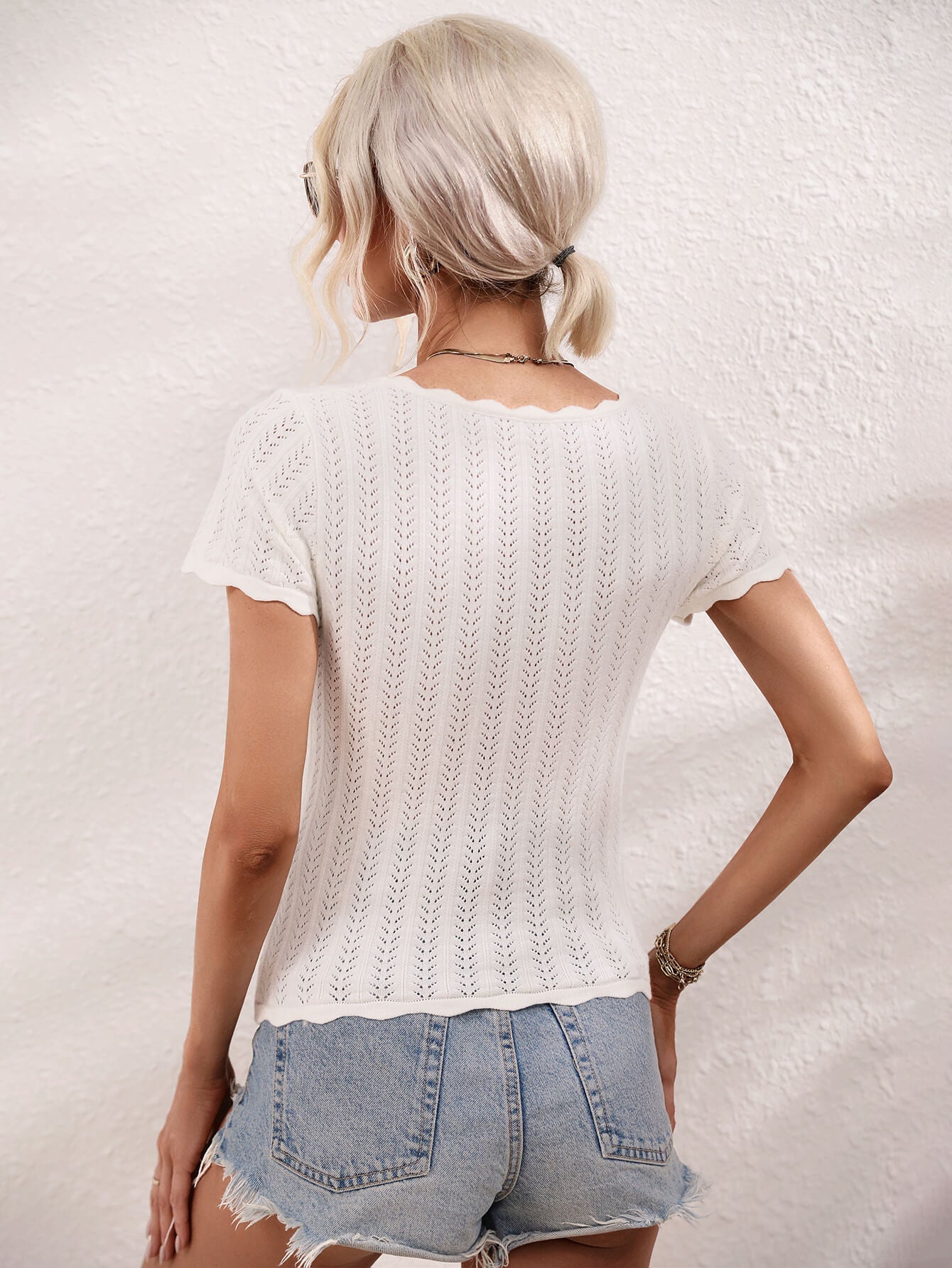 Scalloped Hem Square Neck Knit Top-Teresa&#39;s Fashionista LLC