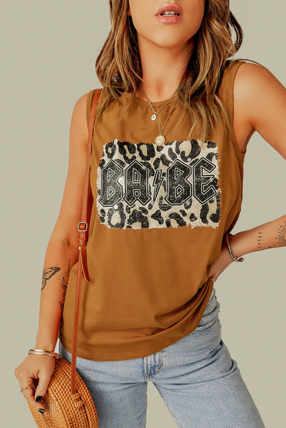 Leopard BABE Graphic Tank-Teresa&#39;s Fashionista LLC