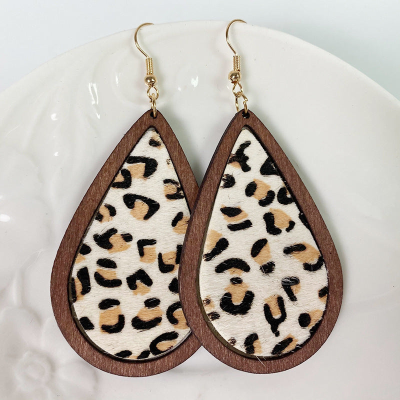 Teardrop Shape Wooden Dangle Earrings-Teresa&#39;s Fashionista LLC