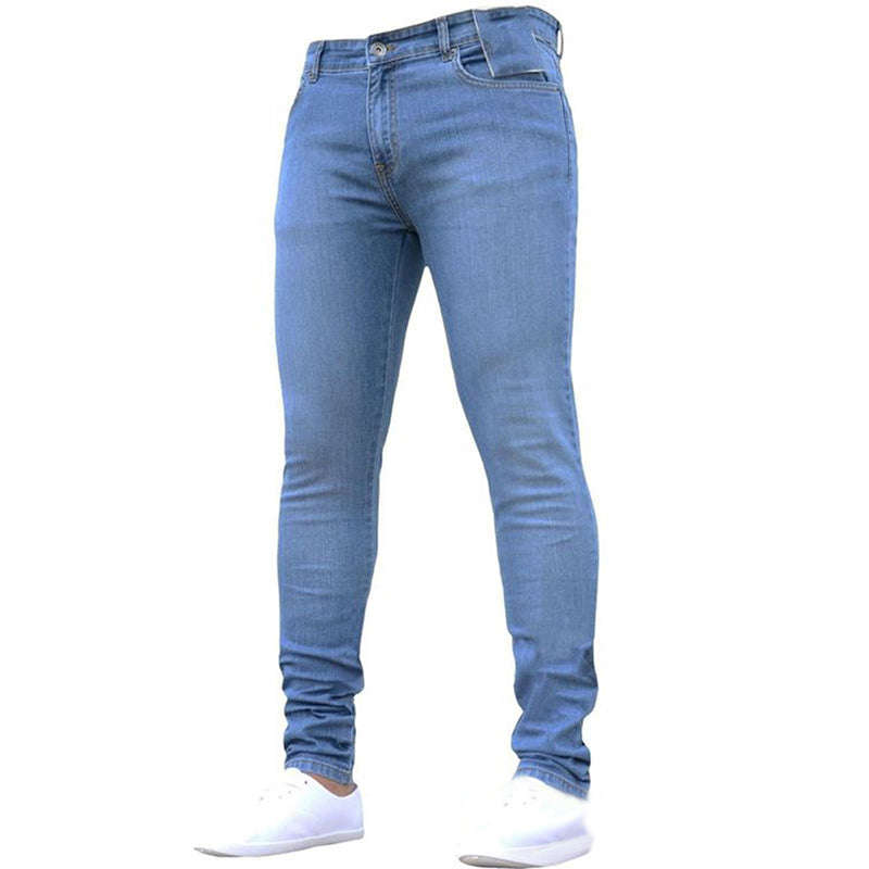 Mens Pants Retro Washing Zipper Stretch Jeans-Teresa&#39;s Fashionista LLC