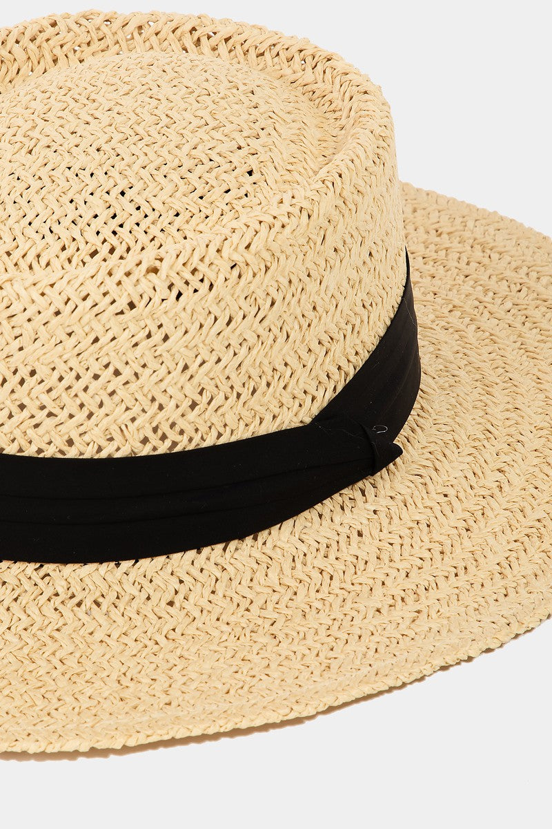 Fame Straw Braided Pork Pie Hat-Teresa&#39;s Fashionista LLC