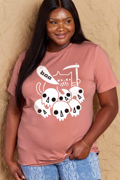 Simply Love Full Size Graphic BOO Cotton T-Shirt-Teresa&#39;s Fashionista LLC