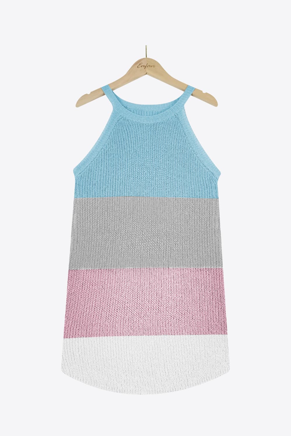 Color Block Round Neck Sleeveless Knit Top-Teresa&#39;s Fashionista LLC