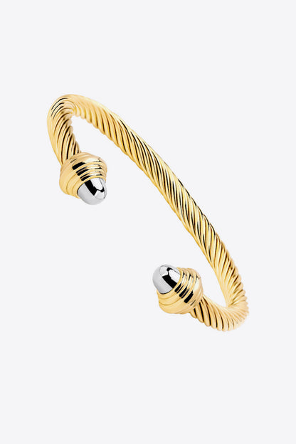 Stainless Steel Twisted Open Bracelet-Teresa&#39;s Fashionista LLC