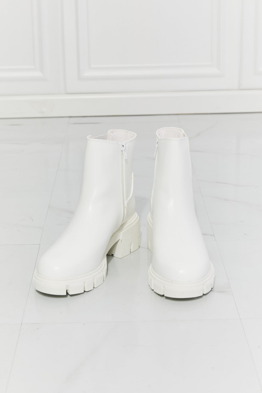 MMShoes What It Takes Lug Sole Chelsea Boots in White-Teresa&#39;s Fashionista LLC