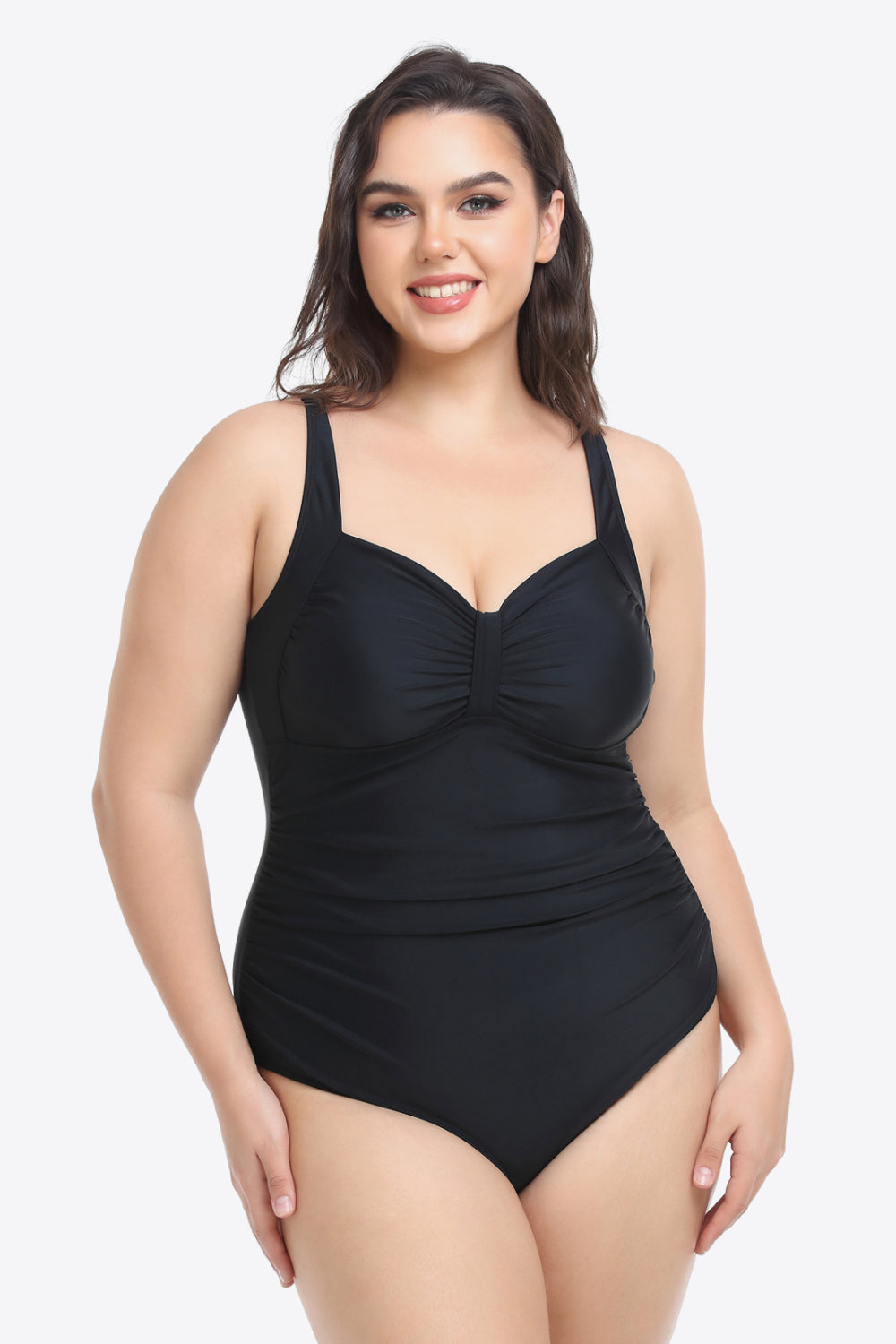 Plus Size Sleeveless Plunge One-Piece Swimsuit-Teresa&#39;s Fashionista LLC