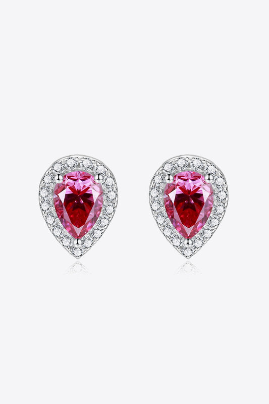 2 Carat Moissanite Teardrop Stud Earrings in Rose-Teresa&#39;s Fashionista LLC