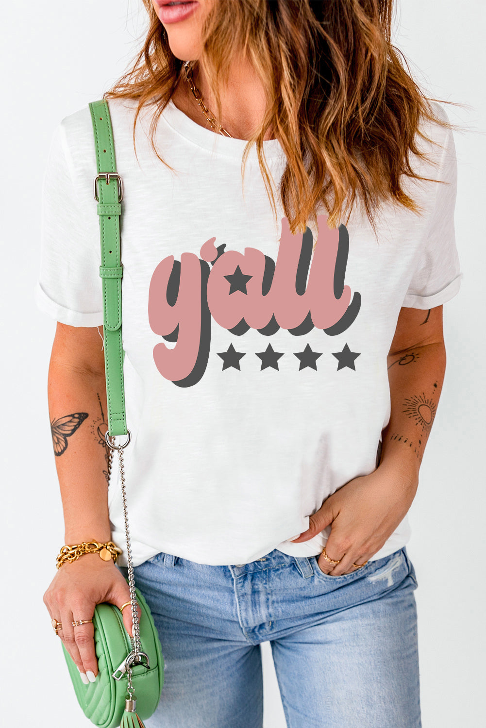 Y'ALL Graphic Round Neck Tee-Teresa&#39;s Fashionista LLC