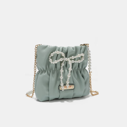 Nicole Lee USA Pearl Bow Chain Strap Purse-Teresa&#39;s Fashionista LLC