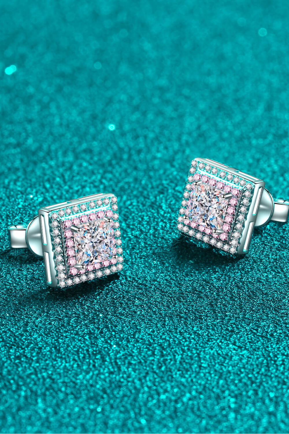 Moissanite Square Stud Earrings-Teresa&#39;s Fashionista LLC