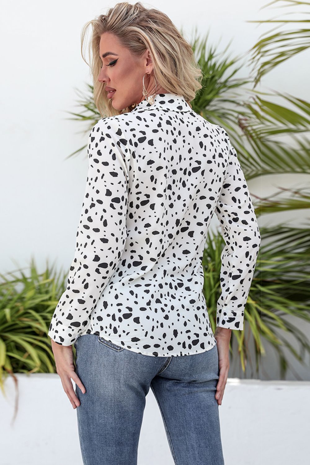 Animal Print Curved Hem Button-Up Shirt-Teresa&#39;s Fashionista LLC