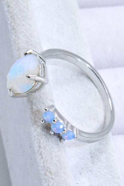 18K Rose Gold-Plated Moonstone Open Ring-Teresa&#39;s Fashionista LLC