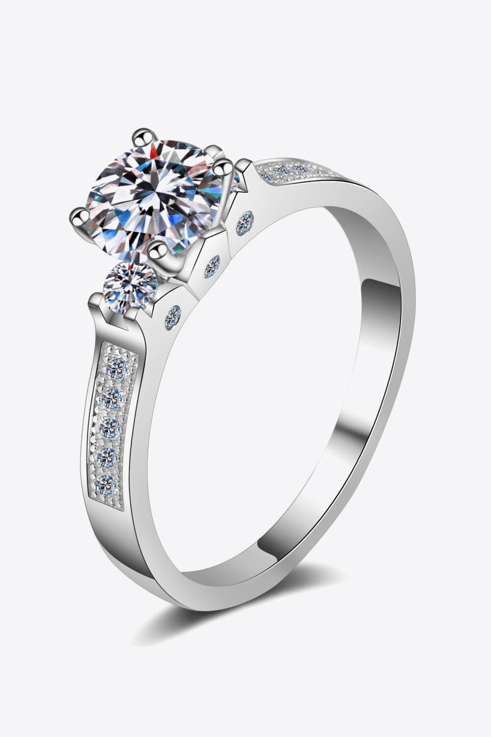 Lucky Charm Moissanite Rhodium-Plated Ring-Teresa&#39;s Fashionista LLC