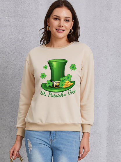 ST. PATRICK'S DAY Round Neck Dropped Shoulder Sweatshirt-Teresa&#39;s Fashionista LLC