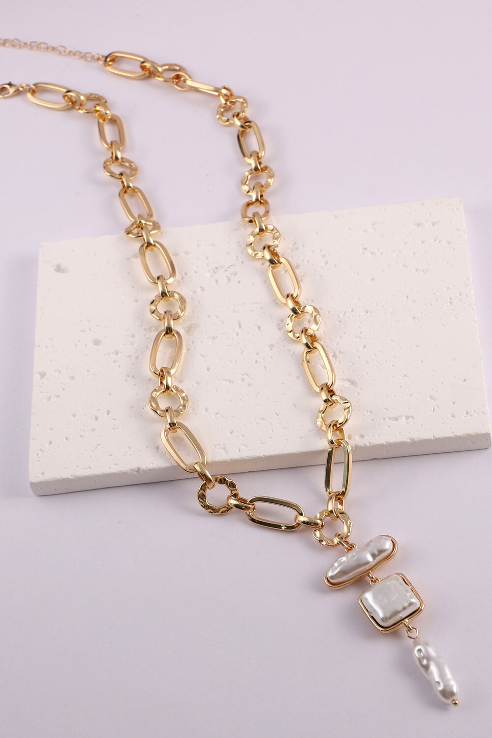 Freshwater Pearl Chunky Chain Necklace-Teresa&#39;s Fashionista LLC