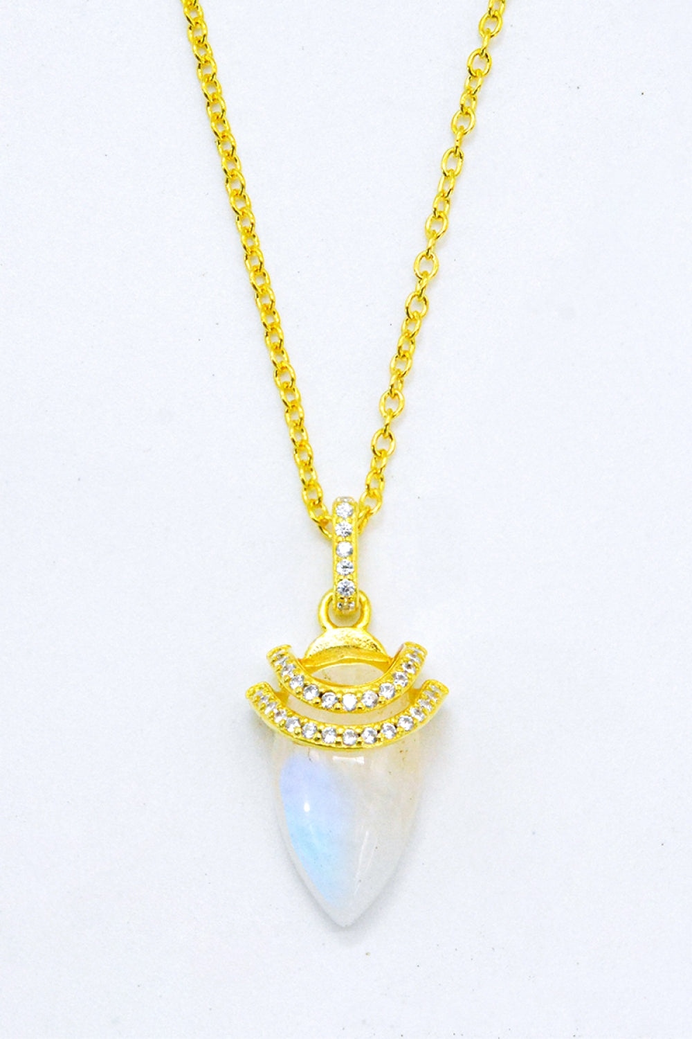 18K Gold-Plated Moonstone Pendant Necklace-Teresa&#39;s Fashionista LLC