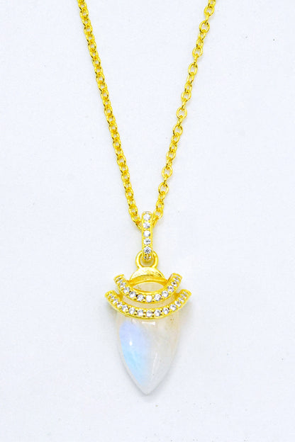 18K Gold-Plated Moonstone Pendant Necklace-Teresa&#39;s Fashionista LLC