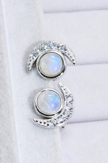 925 Sterling Silver Moonstone Stud Earrings-Teresa&#39;s Fashionista LLC