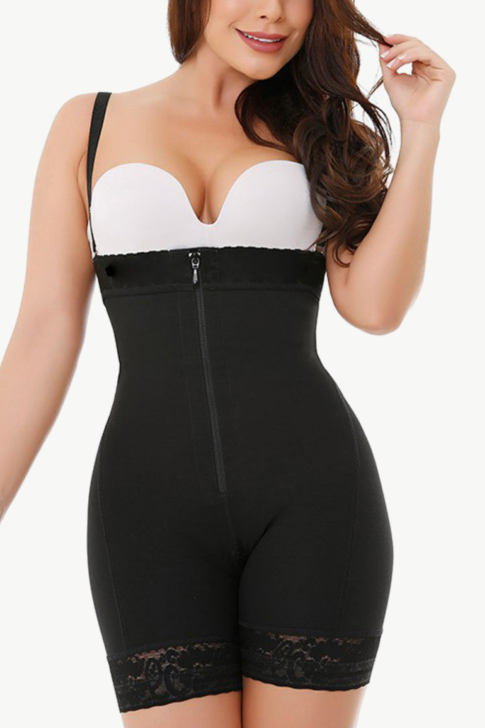 Full Size Zip Up Under-Bust Shaping Bodysuit-Teresa&#39;s Fashionista LLC