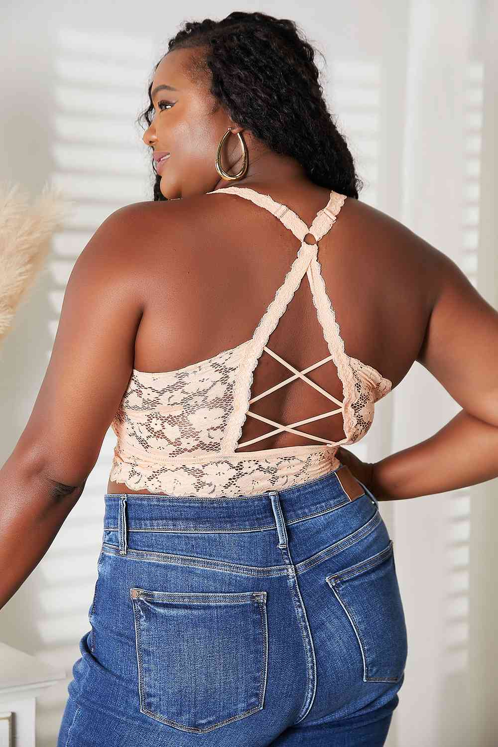 JadyK Juliette Full Size Crisscross Lace Bralette-Teresa&#39;s Fashionista LLC