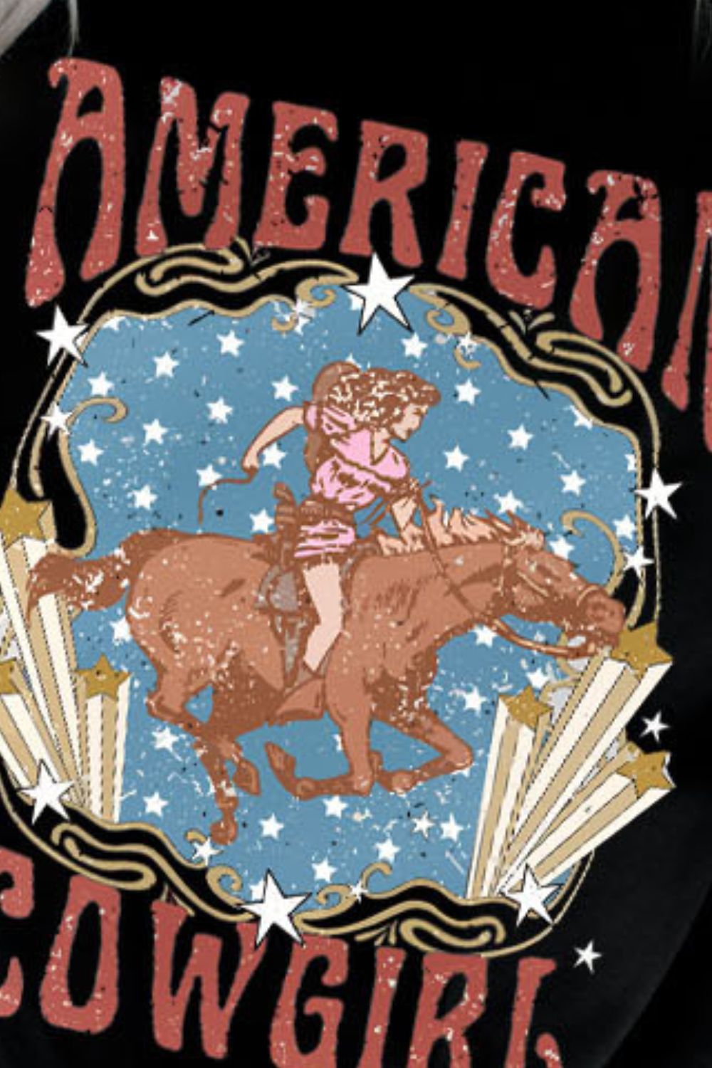 AMERICAN COWGIRL Graphic Short Sleeve Tee-Teresa&#39;s Fashionista LLC