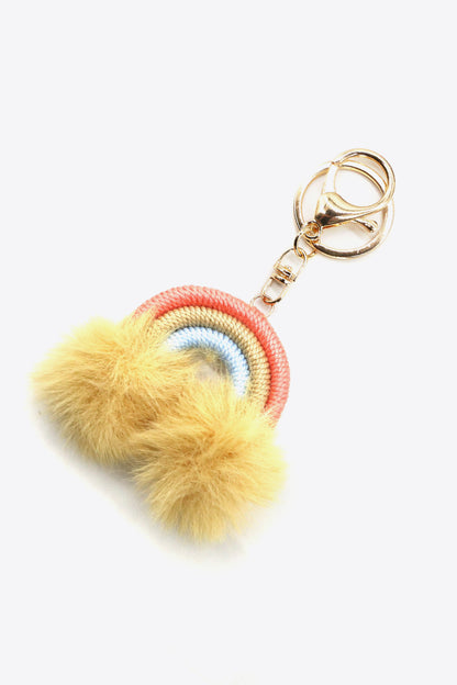 Assorted 4-Pack Rainbow Pom Pom Keychain-Teresa&#39;s Fashionista LLC