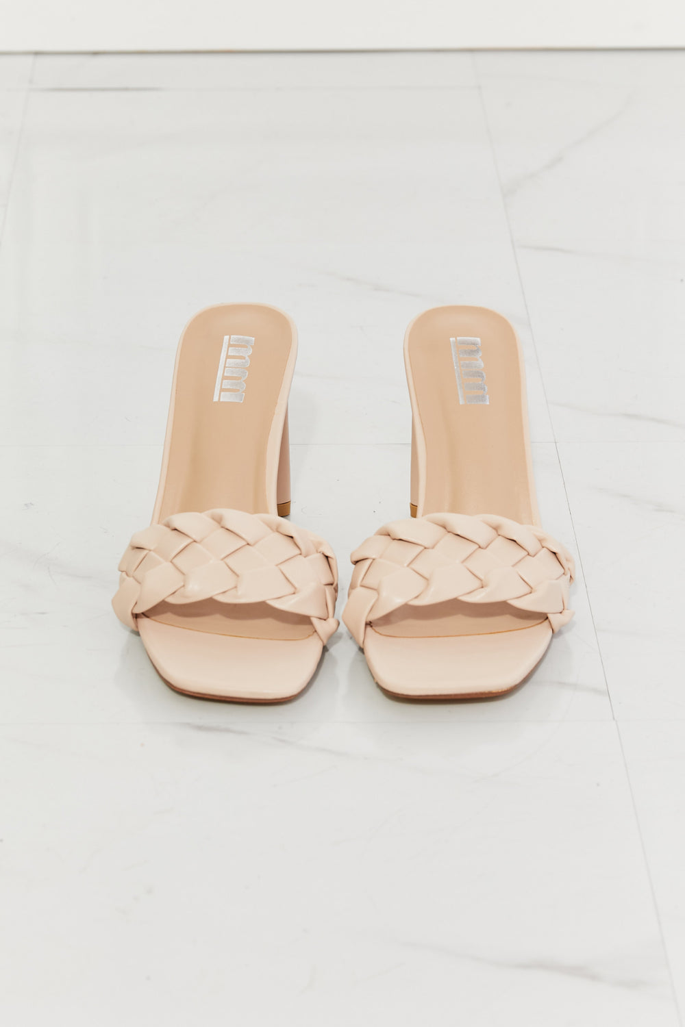 MMShoes Top of the World Braided Block Heel Sandals in Beige-Teresa&#39;s Fashionista LLC