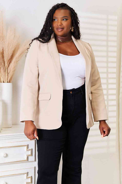 Double Take Shawl Collar Long Sleeve Blazer-Teresa&#39;s Fashionista LLC