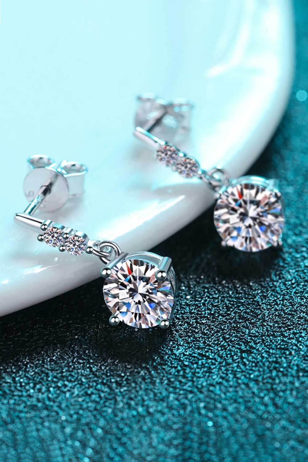 Moissanite Drop Earrings-Teresa&#39;s Fashionista LLC