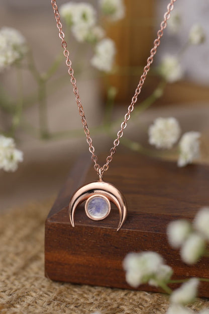 High Quality Natural Moonstone Moon Pendant 925 Sterling Silver Necklace-Teresa&#39;s Fashionista LLC