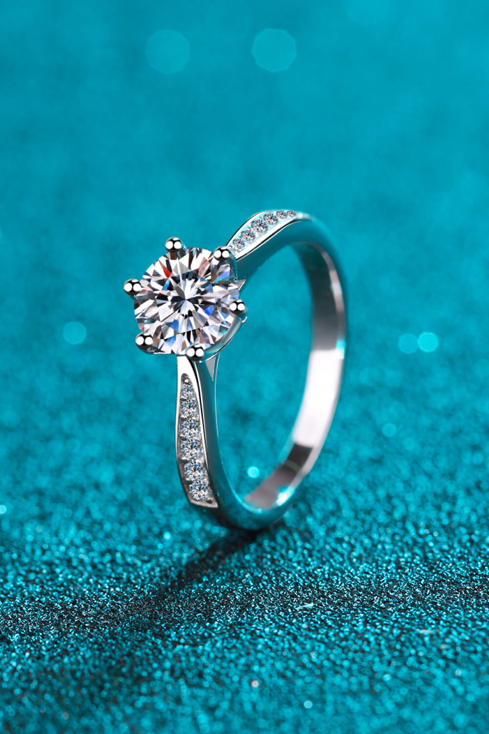 925 Sterling Silver Moissanite Adjustable Ring-Teresa&#39;s Fashionista LLC