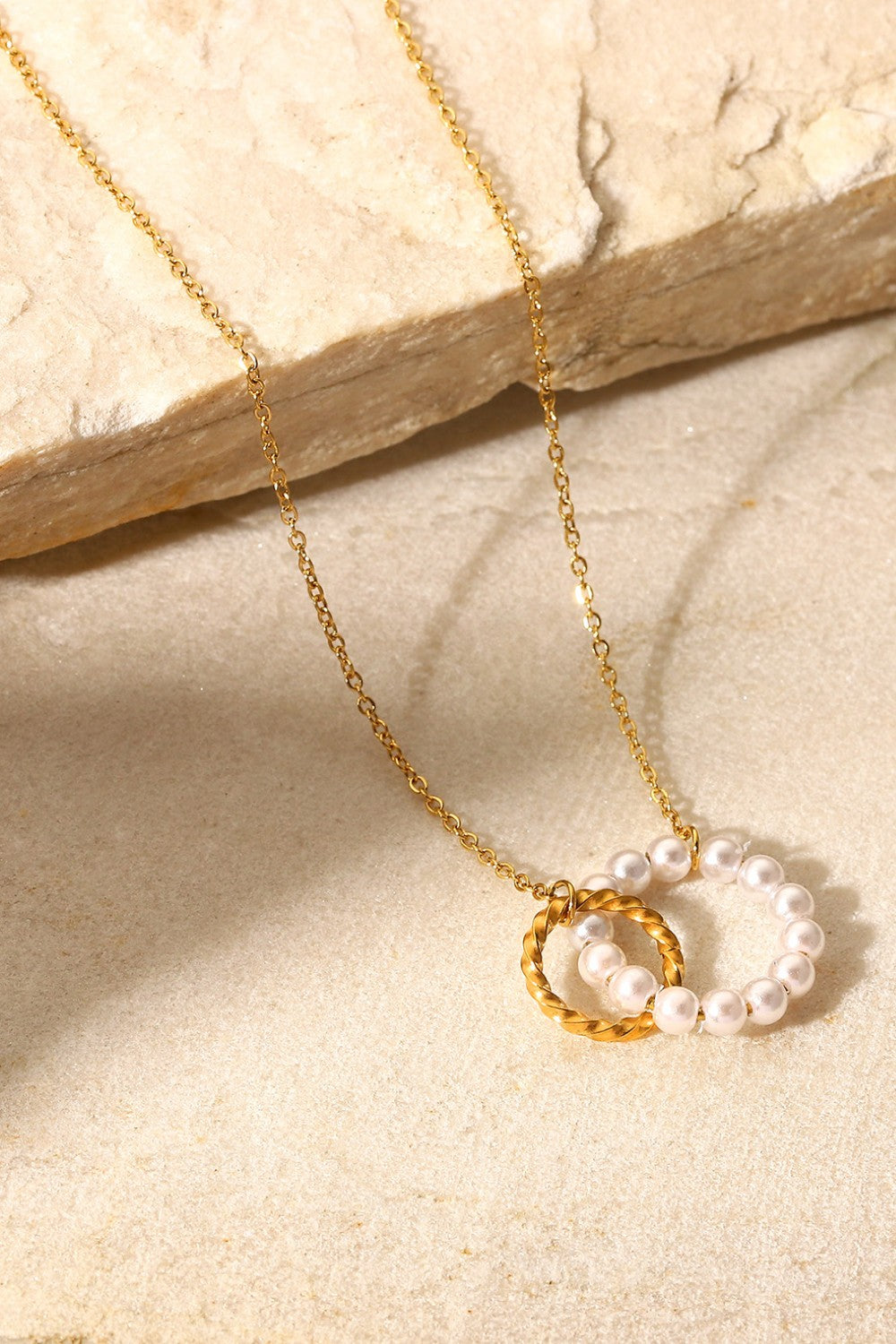 Pearl Hoop Link Pendant Necklace-Teresa&#39;s Fashionista LLC