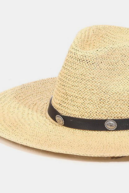 Fame Belt Strap Straw Hat-Teresa&#39;s Fashionista LLC