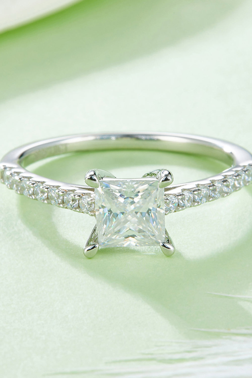 1.21 Carat Moissanite 925 Sterling Silver Side Stone Ring-Teresa&#39;s Fashionista LLC