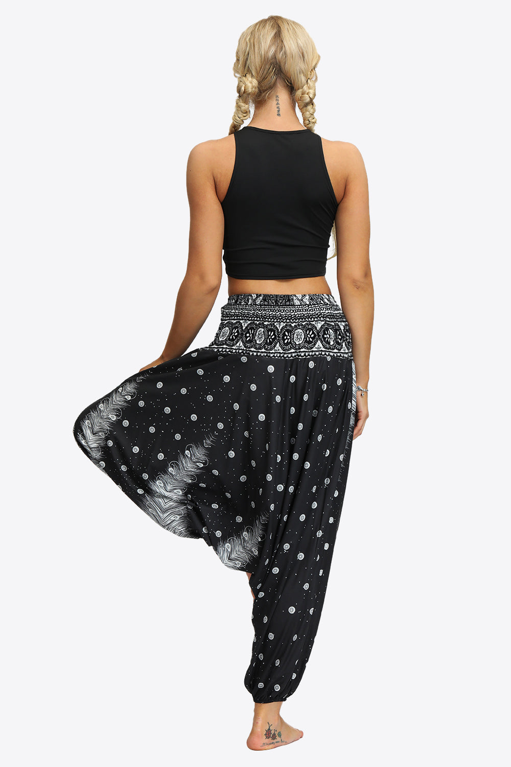 Printed Smocked Waist Harem Pants-Teresa&#39;s Fashionista LLC